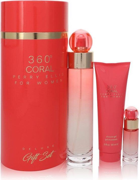 Perry Ellis 360 Coral by Gift Set -- 3.4 oz Eau de Parfum Spray +.25 oz Mini EDP Spray (100 ml)