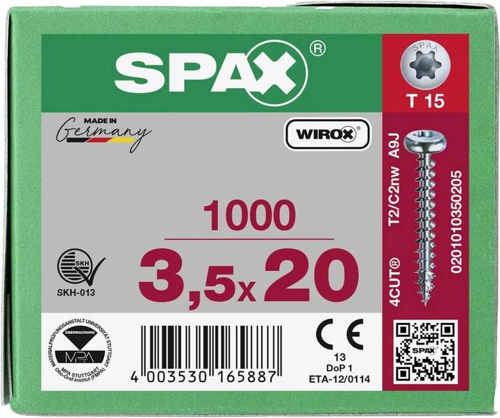 Produktbild Spax Spanplattenschrauben PH T15 3,5x20 mm (1000 Schrauben pro Stück)