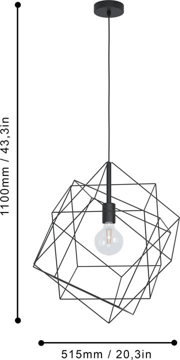 Immagine prodotto EGLO Lampada a sospensione STRAITON 1x E27, Nero (E27)