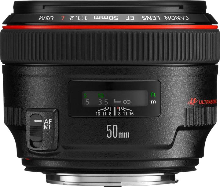 Canon EF 50mm f/1.2L USM (Canon EF, Plein format)