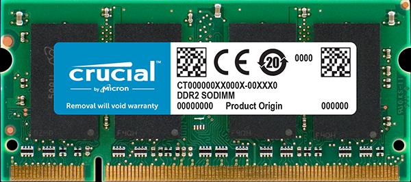 Crucial 2GB 800MHz DDR2 SODIMM (1 x 2GB, 800 MHz, DDR2-RAM, SO-DIMM)