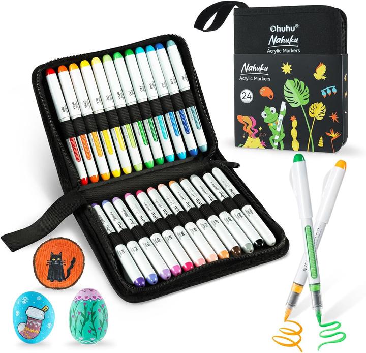 Ohuhu Acrylmarker (Multicolore, 3 mm, 24 x)