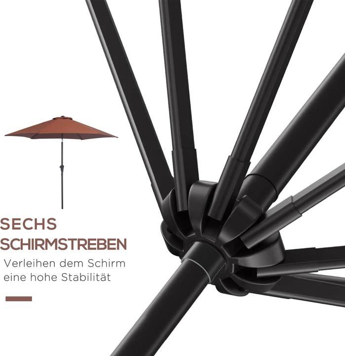 Produktbild Outsunny Sonnenschirm mit Handkurbel (2.60 m)