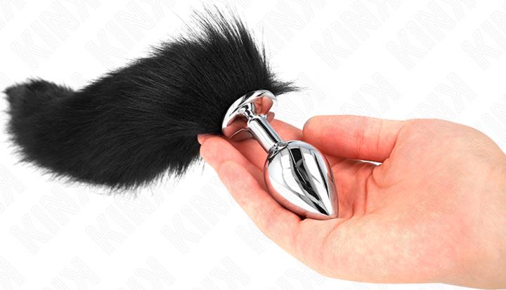 Actual product image Kink Anal Plug Size M 8 X 3,5 cm With Plastic Tail 40 cm Black