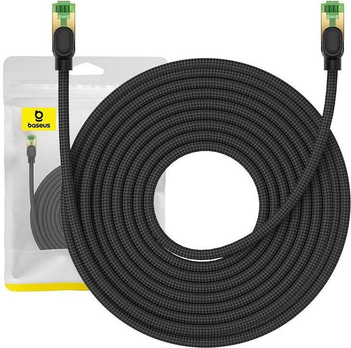 Image du produit Baseus Câble réseau tressé cat.8 Ethernet RJ45, 40Gbps, 15m (noir) (UTP, CAT8.1, 15 m)