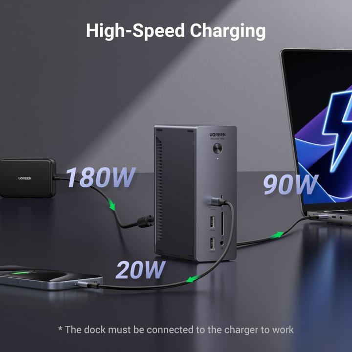Produktbild Ugreen U710 13in1 Docking Station 2x Thunderbolt 4 / 4x USB-A / DP / RJ45 / SD TF Reader / USB-C / 3 (USB-C, 13 Ports)