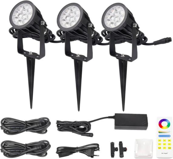 Milight Lot de 3 spots de jardin LED Smart sans fil 6W (550 lm, IP66)