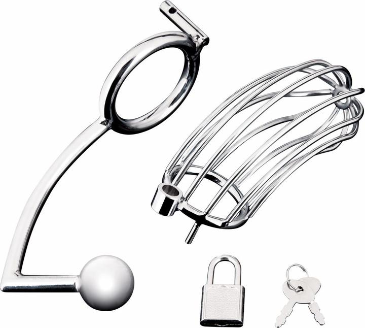 Actual product image Blue Line C&B GEAR Cock Cage with Anal Stimulator