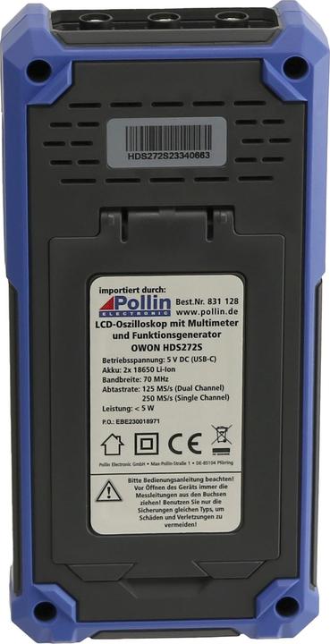 Produktbild Owon LCD-Oszilloskop mit Multimeter und Funktionsgenerator, HDS272S, 2-Kanal, 70 MHz
