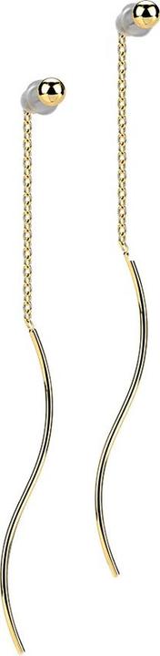 Star Piercing Ohrstecker vergoldet Kugel freifallende Kette mit Welle (ohne Messing, Chirurgenstahl 316L)
