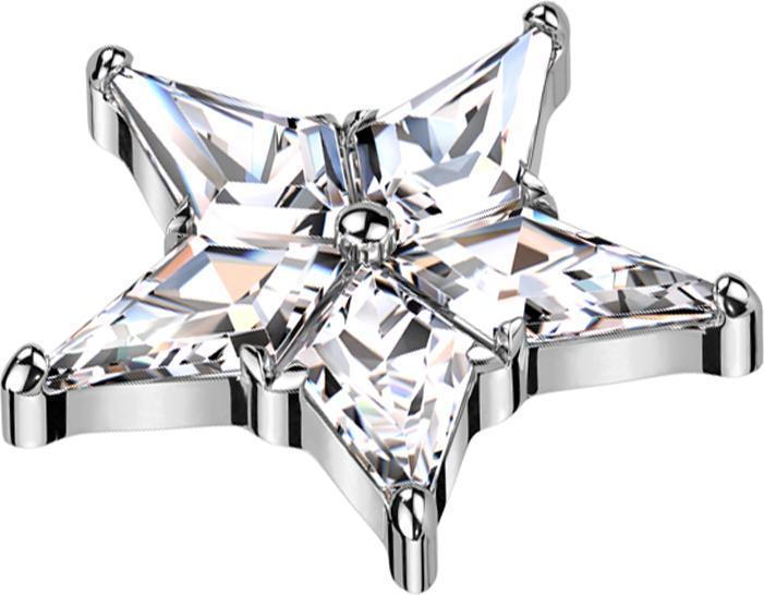 Star Piercing Dermal Anchor Stern silber Kristalle silber (Titan G23, ohne Messing)