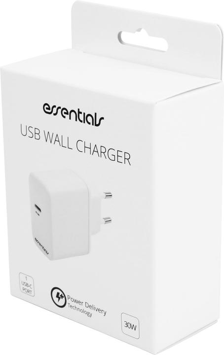 Actual product image Essentials Wall Charger PD 30W, USB-C, white