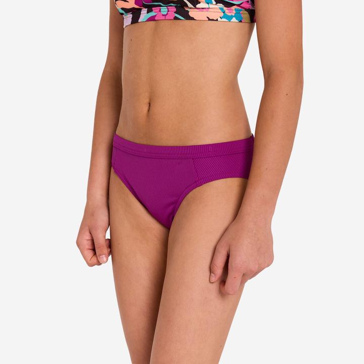 Image du produit Olaian Bas de maillot de bain fleuri surf Fille - Alma hao prune