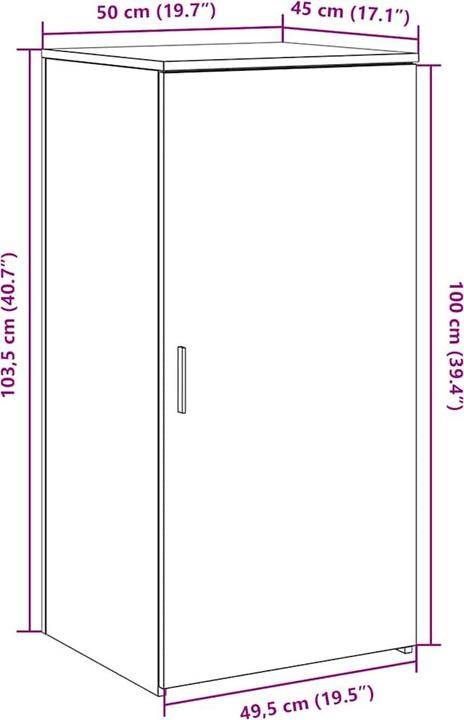 Actual product image VidaXL Storage cabinet White 50x45x103.5 cm Wood-based cabinet Filing cabinet
