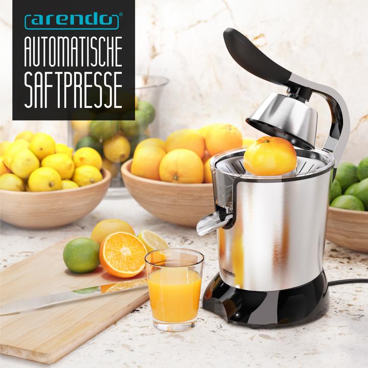 Produktbild Arendo Edelstahl Zitronenpresse, Orangenpresse Limettenpresse Entsafter, 0,4L Behälter, 2 Presskegel, 800W
