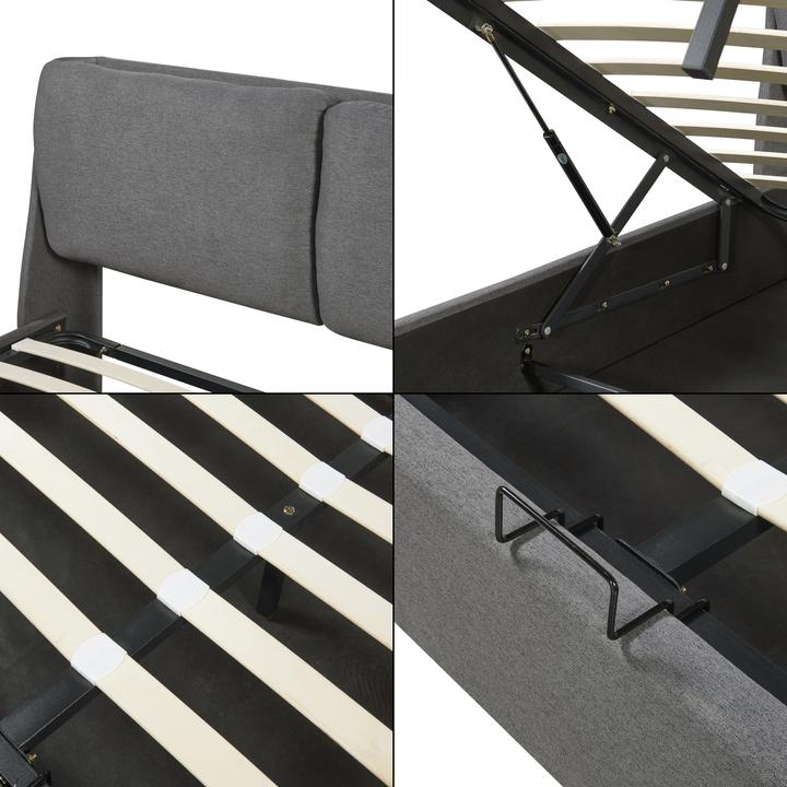 Produktbild En.Casa Polsterbett Lunner mit Matratze 160x200 cm Dunkelgrau (160 x 200 cm)