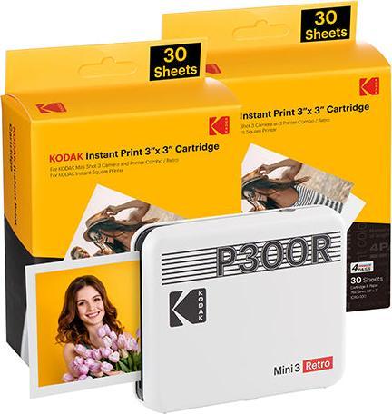 Productafbeelding Kodak Mini 3 Retro P300ry60 Draagbare Instant Fotoprinter Bundel 3x3 Geel (Direct thermisch, Kleur)