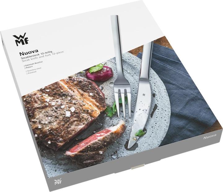 Produktbild WMF Steakbesteck Set Steakmesser 6 Personen Nuova 12tlg Spezialklingenstahl Edelstahl (12 Stück, Besteck Set)