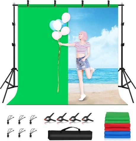 Image du produit Puluz 2x2m Photo Studio Background Stand Kit with Red / Blue / Green Backdrops (200 cm)