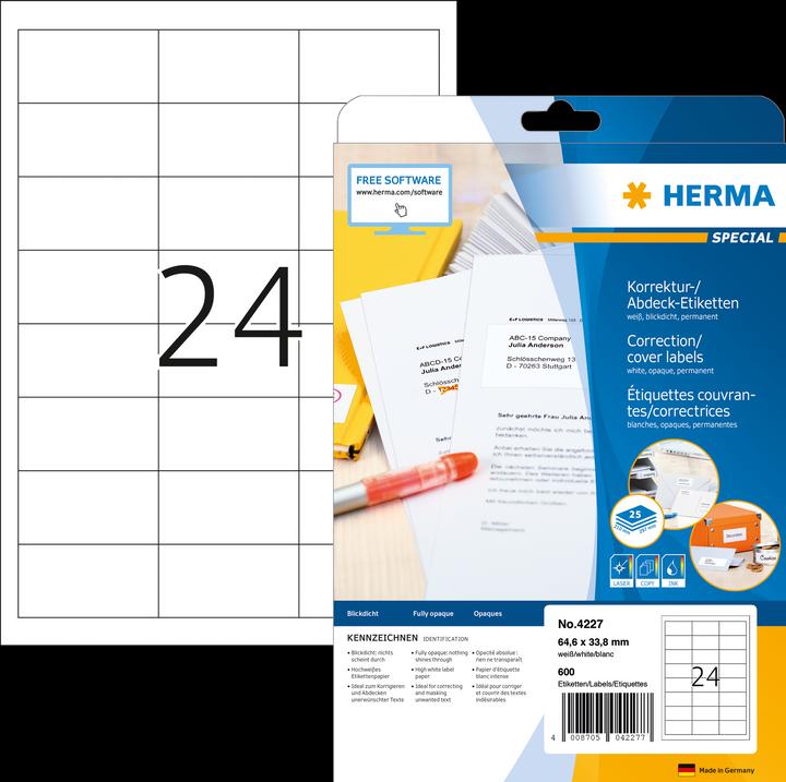 Actual product image HERMA A4 correction and cover labels