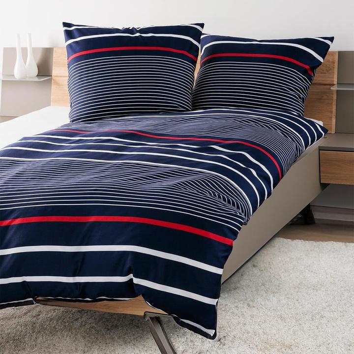 Produktbild Janine Mako-Satin Bettwäsche J.D. 87105 maritimblau (Bettwäsche Set, 160x210 cm + 65x100 cm)