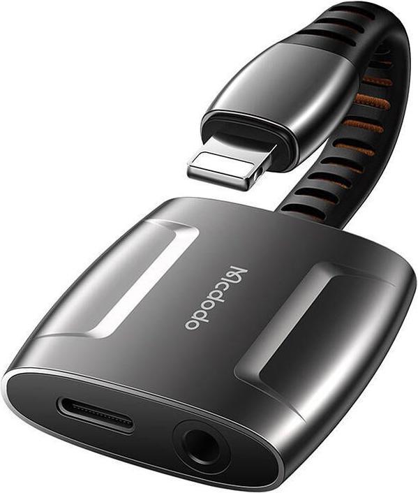 Maono Lightning to Lightning + AUX 3.5mm mini jack adapter, Mcdodo CA-6340 (black) (Lightning, 3.5mm Klinke)