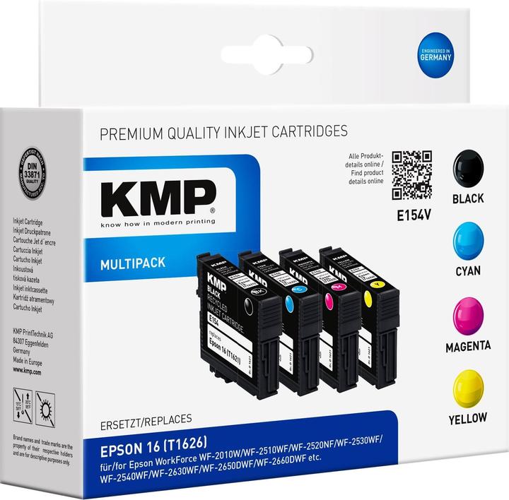 Image du produit KMP E154V Multipack BK/C/M/Y compatible avec Epson T 162 (M, CF, C, Y)