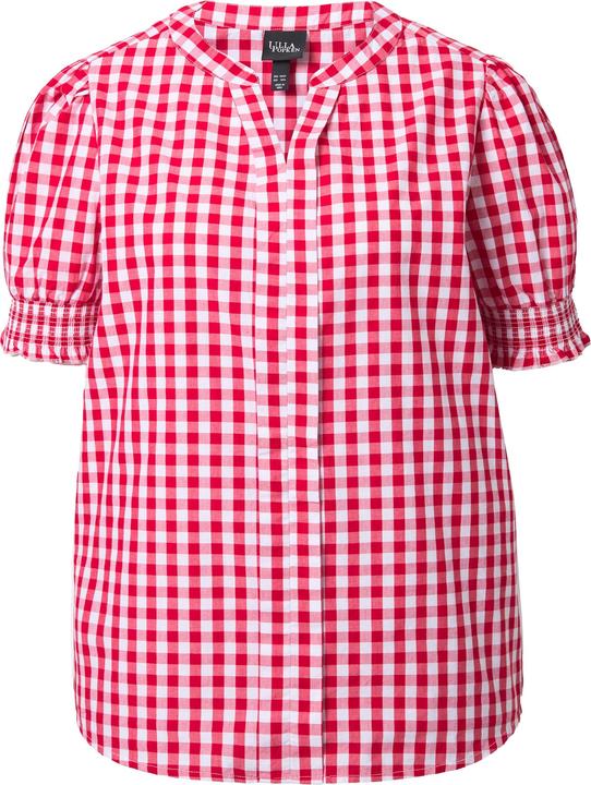 Produktbild Ulla Popken Trachten-Karobluse, Zierfalte, Stehkragen, Puff-Halbarm (60)