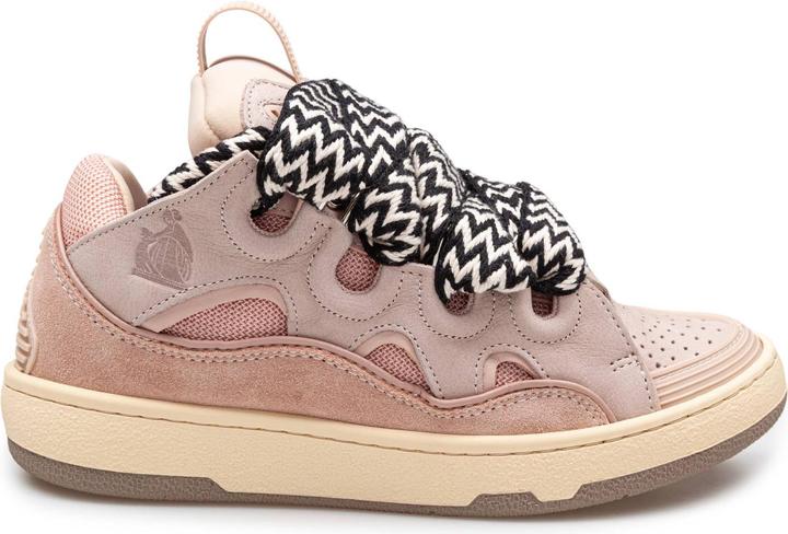 Lanvin curb sneakers in white and pink leather (42)