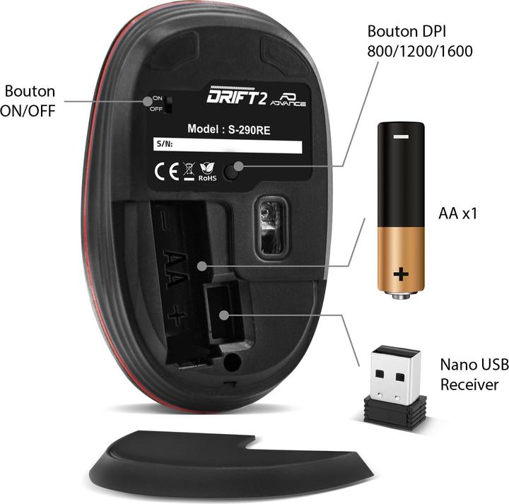 Image du produit Advance Souris Sans Fil Drift 2 (Rouge) (Sans fil)