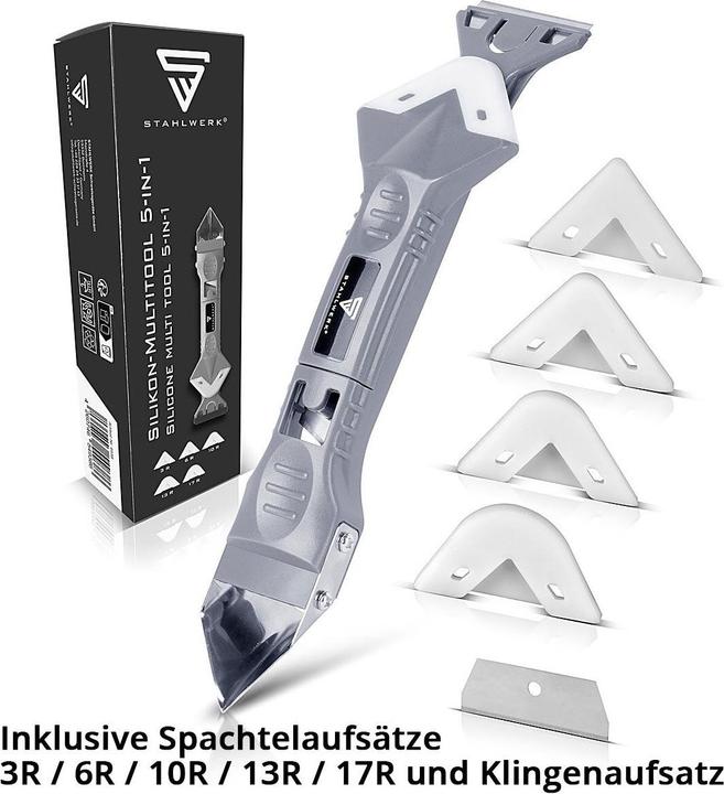 Produktbild Stahlwerk Silikon-Fugenwerkzeug 5-in-1 Silikon-Spachtel | Silikon-Schaber