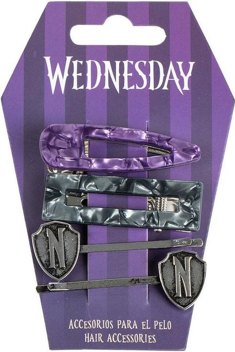 Cerdá Wednesday Haarschmuck 4er-Pack Pruple & Black