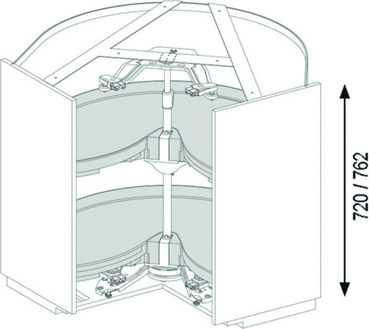 Actual product image Ninka Corner cabinet pivot fittings MONDO for corner furniture 90° with folding doors, m (1 pcs.)