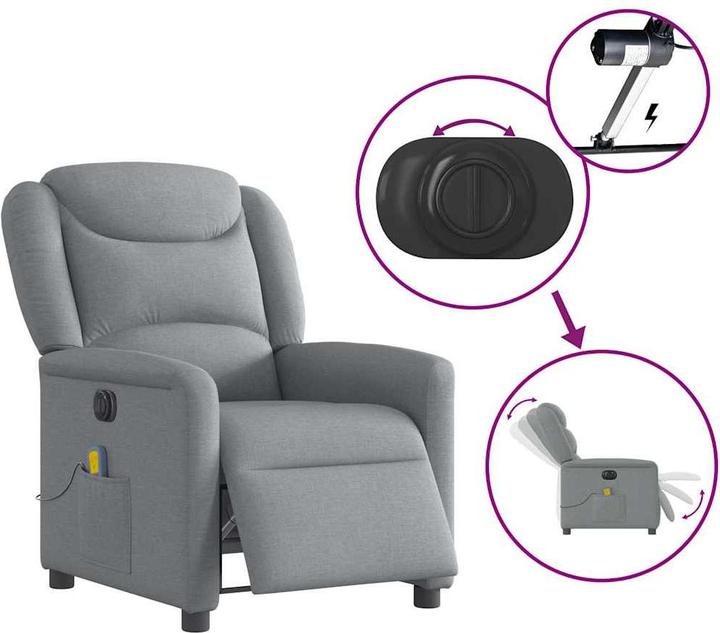 Produktbild VidaXL Massagesessel Elektrisch Hellgrau Stoff