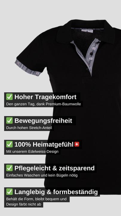 Produktbild Edelvetica Polo Shirt Edelweiss Krageninnenseite & Armabschluss Damen (XL)