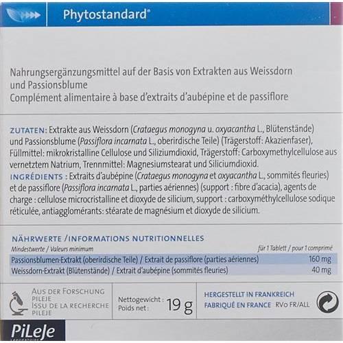 Valeurs nutritives et ingrédients Phytostandarts Aubépine - Fleur de la passion en comprimé (30 pièce(s), Cachets, 35 g)