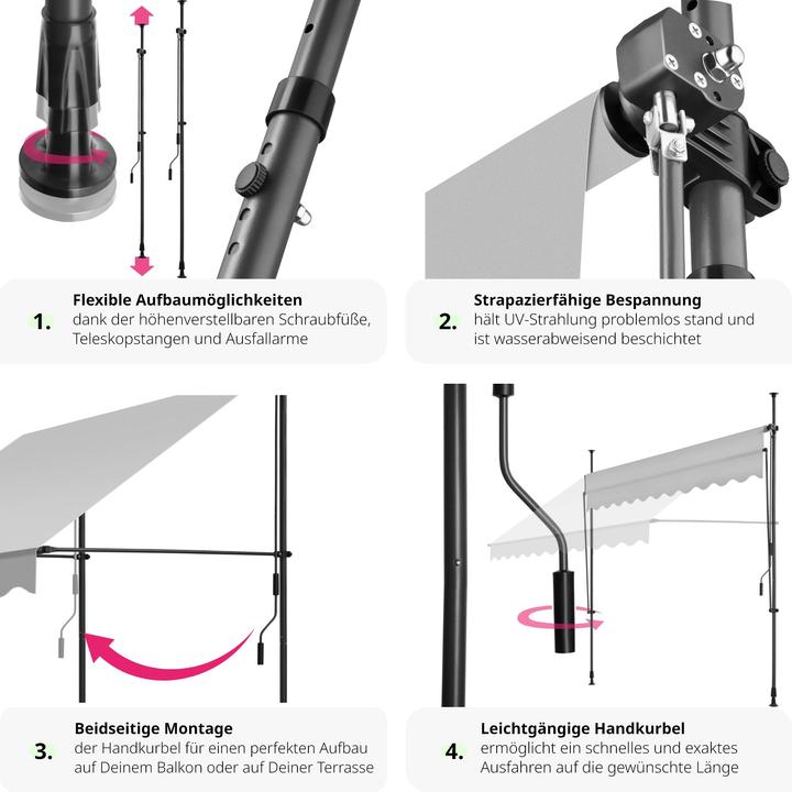 Actual product image tectake Klemmmarkise (2.50 m)