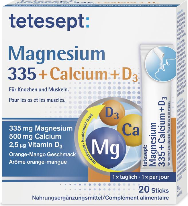 Tetesept Magnesium 335 Calcium + D3 (20 Stück, Pulver, Beutel, Sachet, 175 g)