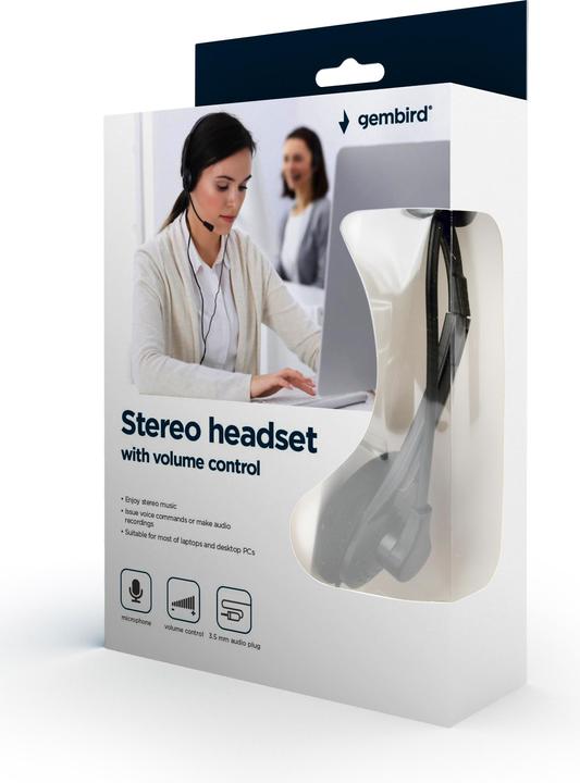 Actual product image Gembird MHS-123 Binaural Headband Black Headset (Cable)