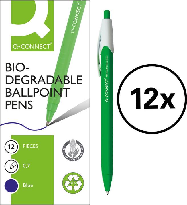 Produktbild Q-Connect Kugelschreiber Biodegradable (Blau, 12 x)