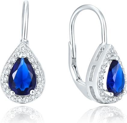 Beneto Silver earrings withue zircons AGUC2226