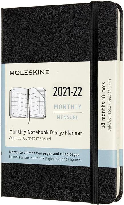 Actual product image Moleskine Monthly calendar Pocket 21/22 A6 850345 18M HC black 1M/2S, ruled (A6, Hardcover, English)