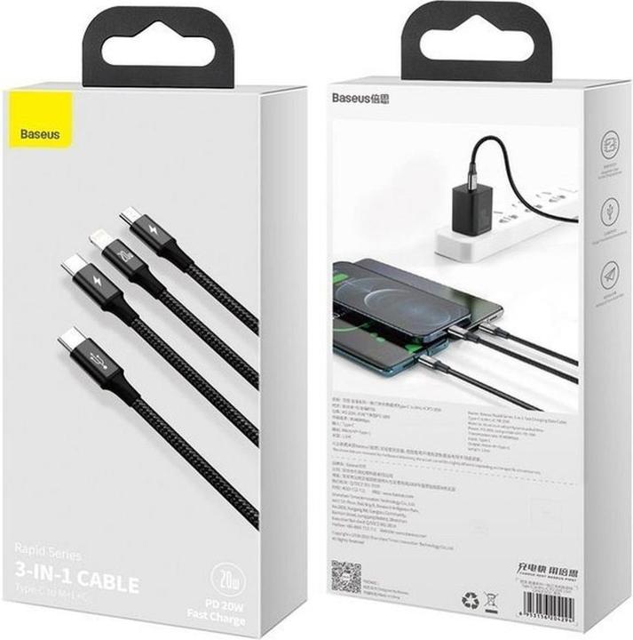 Produktbild Baseus Rapid Series 3in1 (1.50 m, USB 3.0, 20 W)