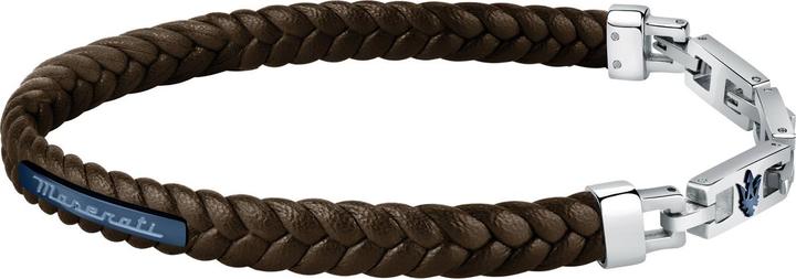 Maserati Leather Armband (22.50 cm, Edelstahl, Leder)