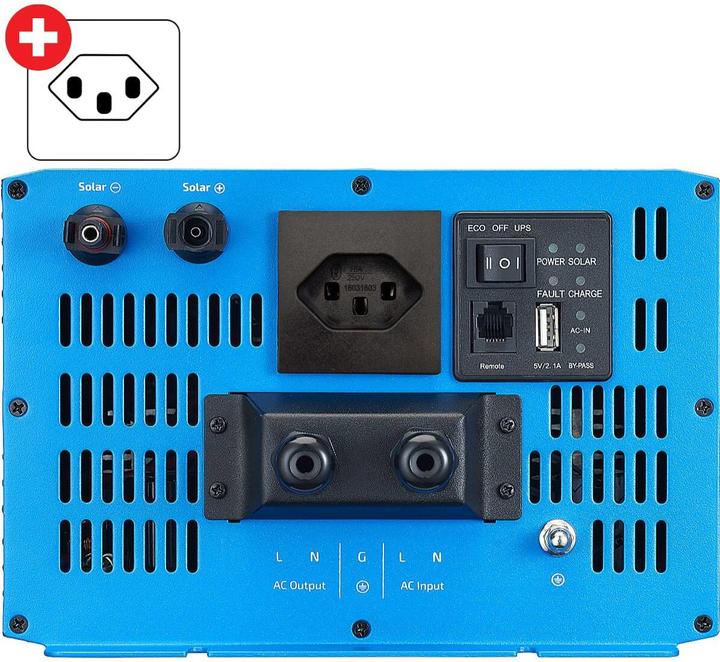 Immagine prodotto Ective SSI 15 Sinus-Wechselrichter 1500W 24V mit Netzvorrang, Ladegerät & MPPT Laderegler (CH-Stecker)