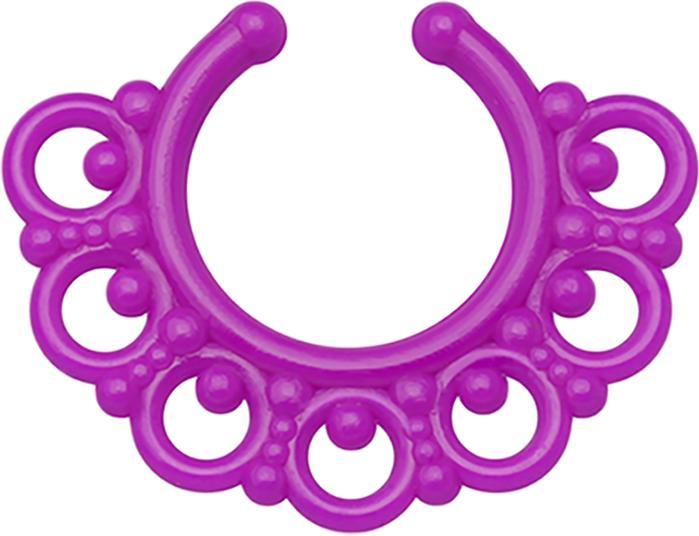 Star Piercing Fake Septum Tribal mit Kugeln violett