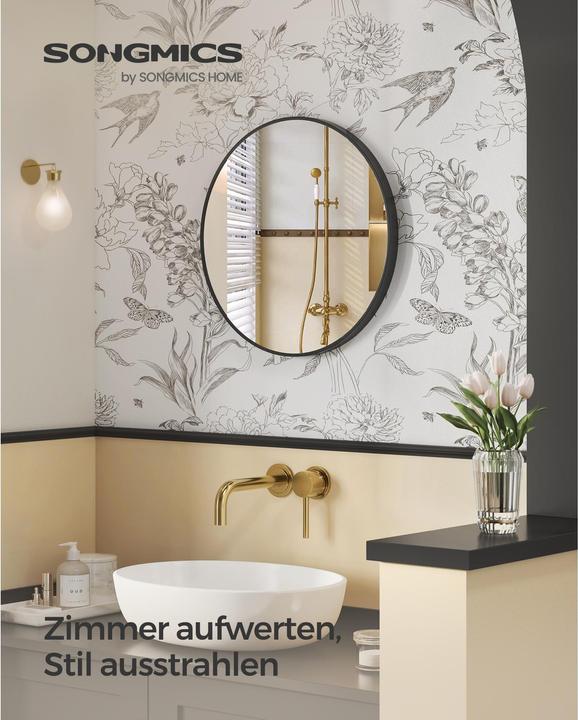 Produktbild Songmics Spiegel Ø 61 cm, Schwarz (61 x 61 x 3.6 cm)