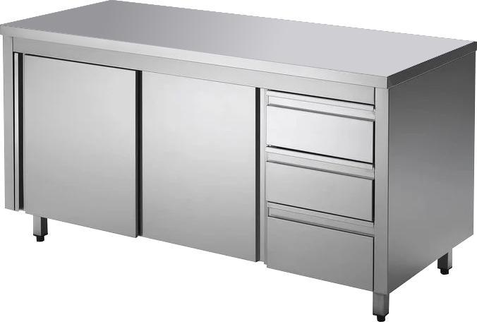 Actual product image Gastro Hero Stainless steel work cabinet ECO with hinged door and drawers