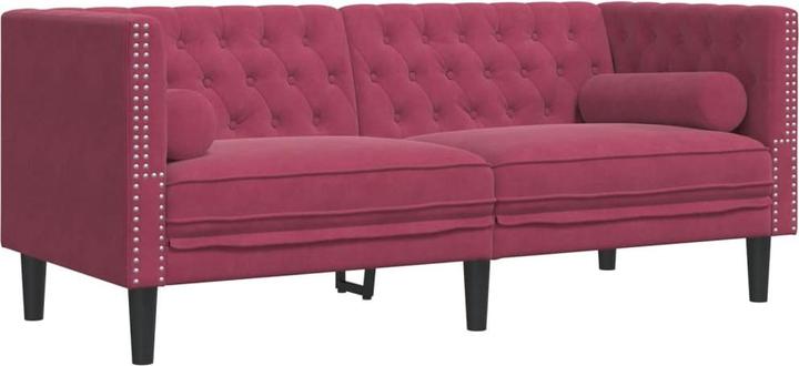 Produktbild VidaXL Chesterfield Sofa Set mit Nackenrollen Sofagarnitur 2-tlg. Weinrot Samt (Chesterfield)