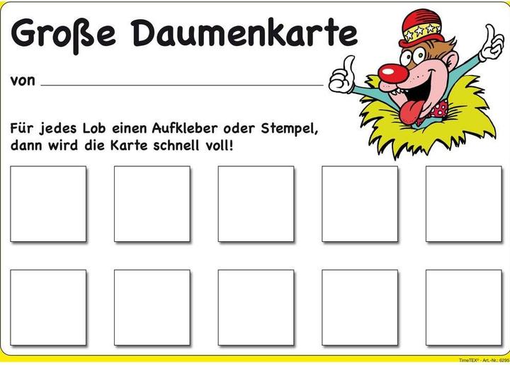 TimeTEX TIME TEX Grosse Daumenkarte 62957 10 Feldern 25 Stück